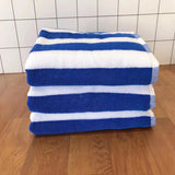 Cotton padded blue and white stripes can't absorb wool yarn-dyed bath towels and beach towels.